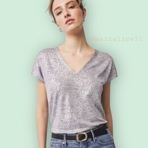 WHBM Silver Short Sleeve Top, XS (fits SMALL) NWT